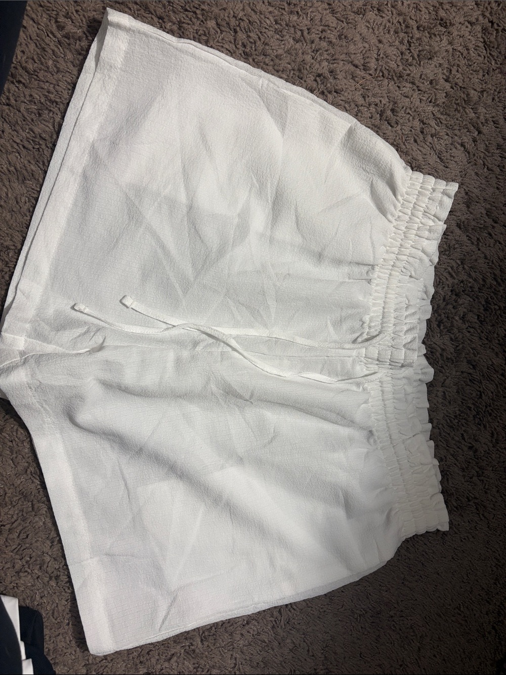 Women's White Elastic Drawstring Athletic Shorts